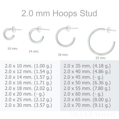 2.0 mm Hoops Stud