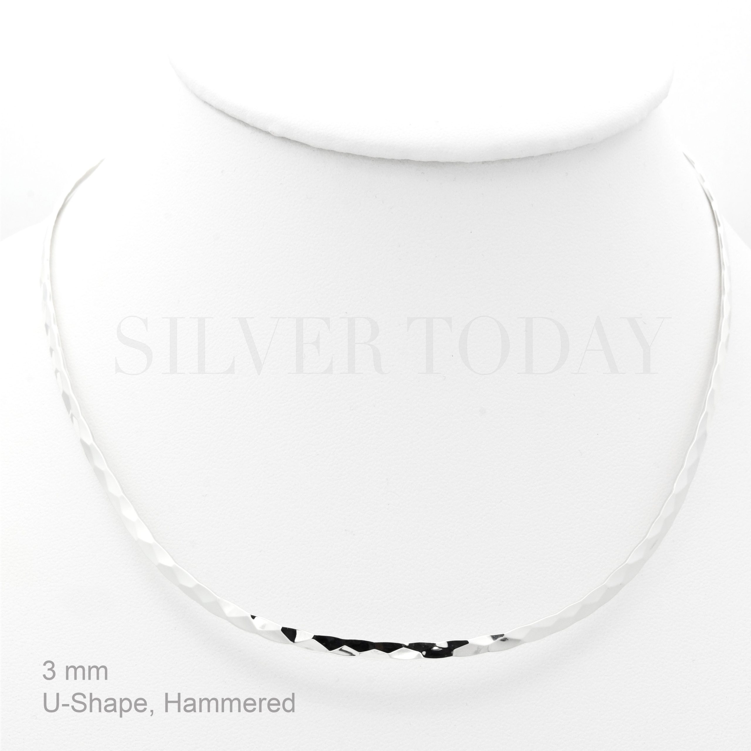 CFU03H Choker, Silver, Hammered