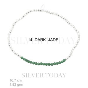 Elastic , 2 mm. silver bead with DARK JADE