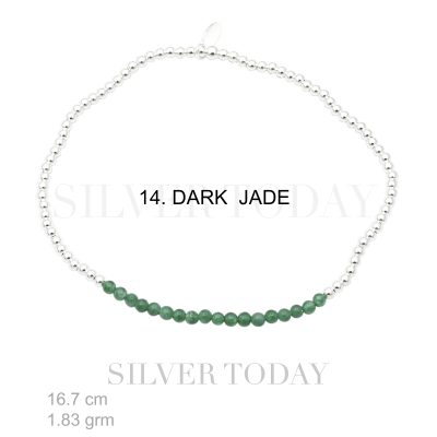 Elastic , 2 mm. silver bead with DARK JADE