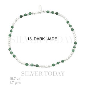 Elastic , 2 mm. silver bead with 24 DARK JADE