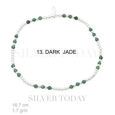 Elastic , 2 mm. silver bead with 24 DARK JADE
