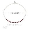 Elastic , 2 mm. silver bead with garnet