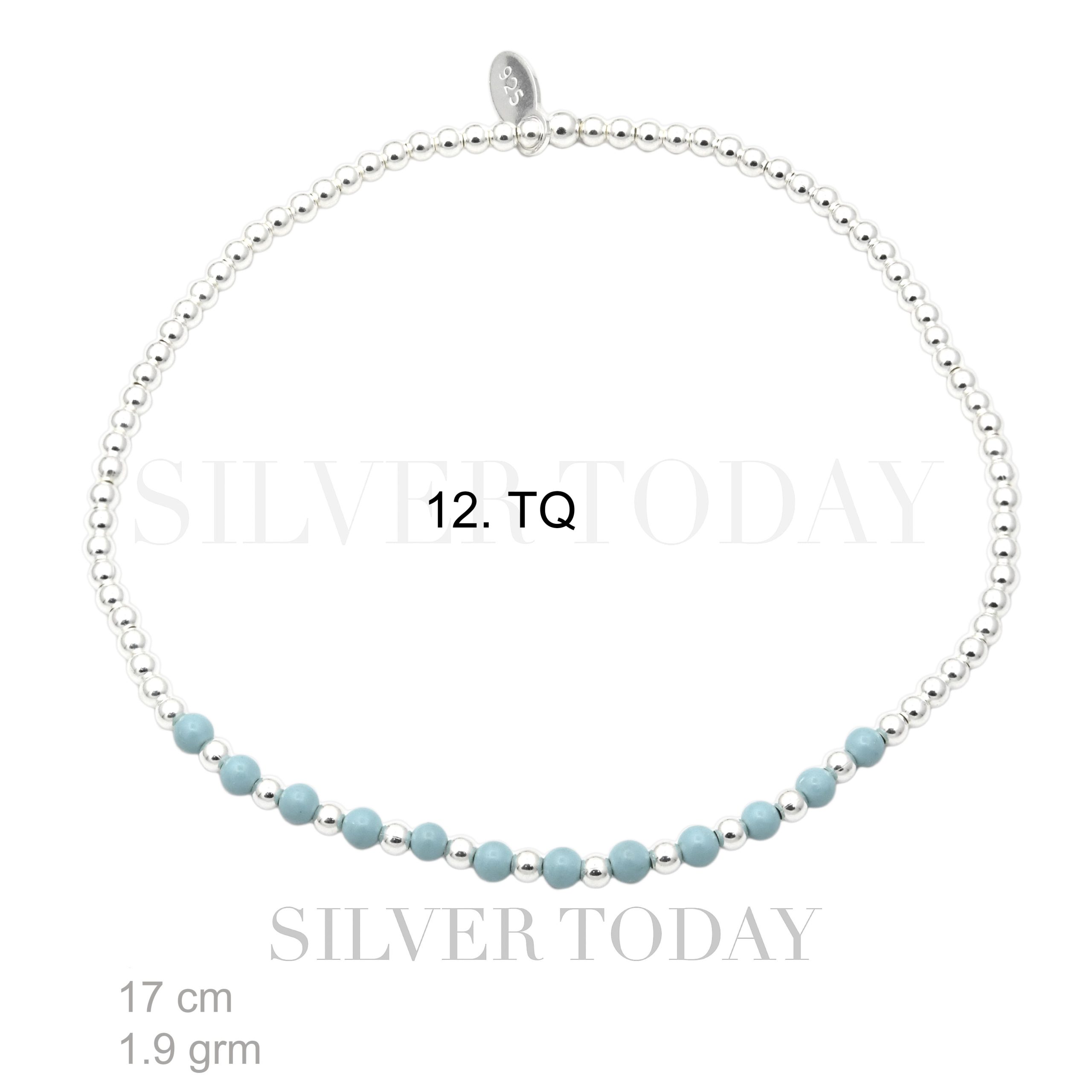 B2S991312 TQ Stone, Bracelet Elatic,Bead and TQ