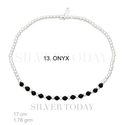Onyx Stone,ฺ Bracelet Elastic, Bead and Onyx