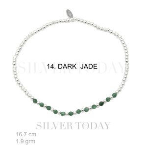 Elastic , 2 mm. silver bead with DARK JADE