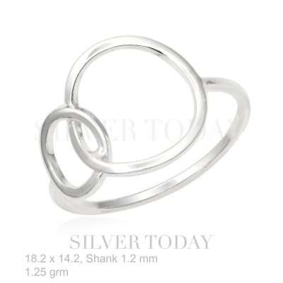 Two stacked circular rings made of pure silver.
