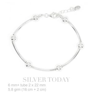 Bracelet silver tube and beads