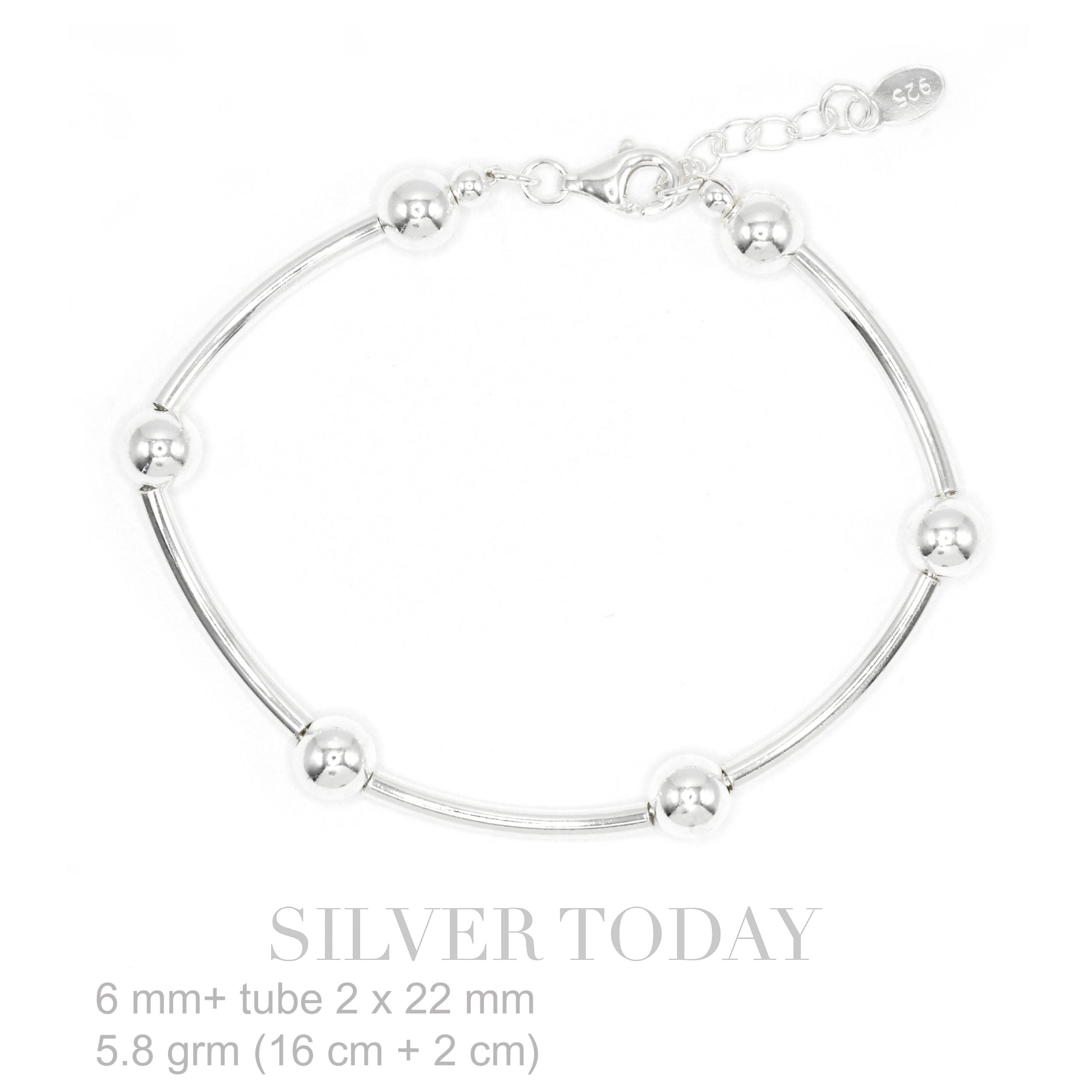 Bracelet silver tube and beads