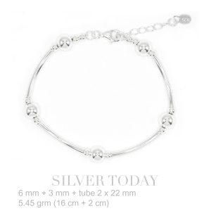 Bracelet silver Beads and tube