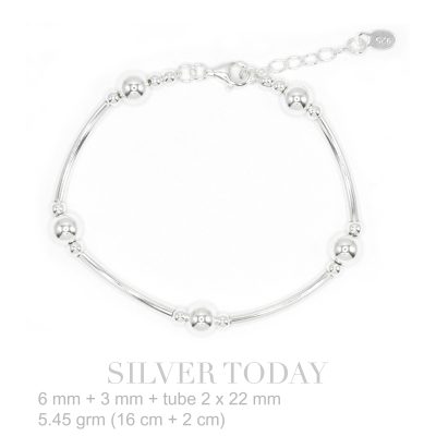 Bracelet silver Beads and tube