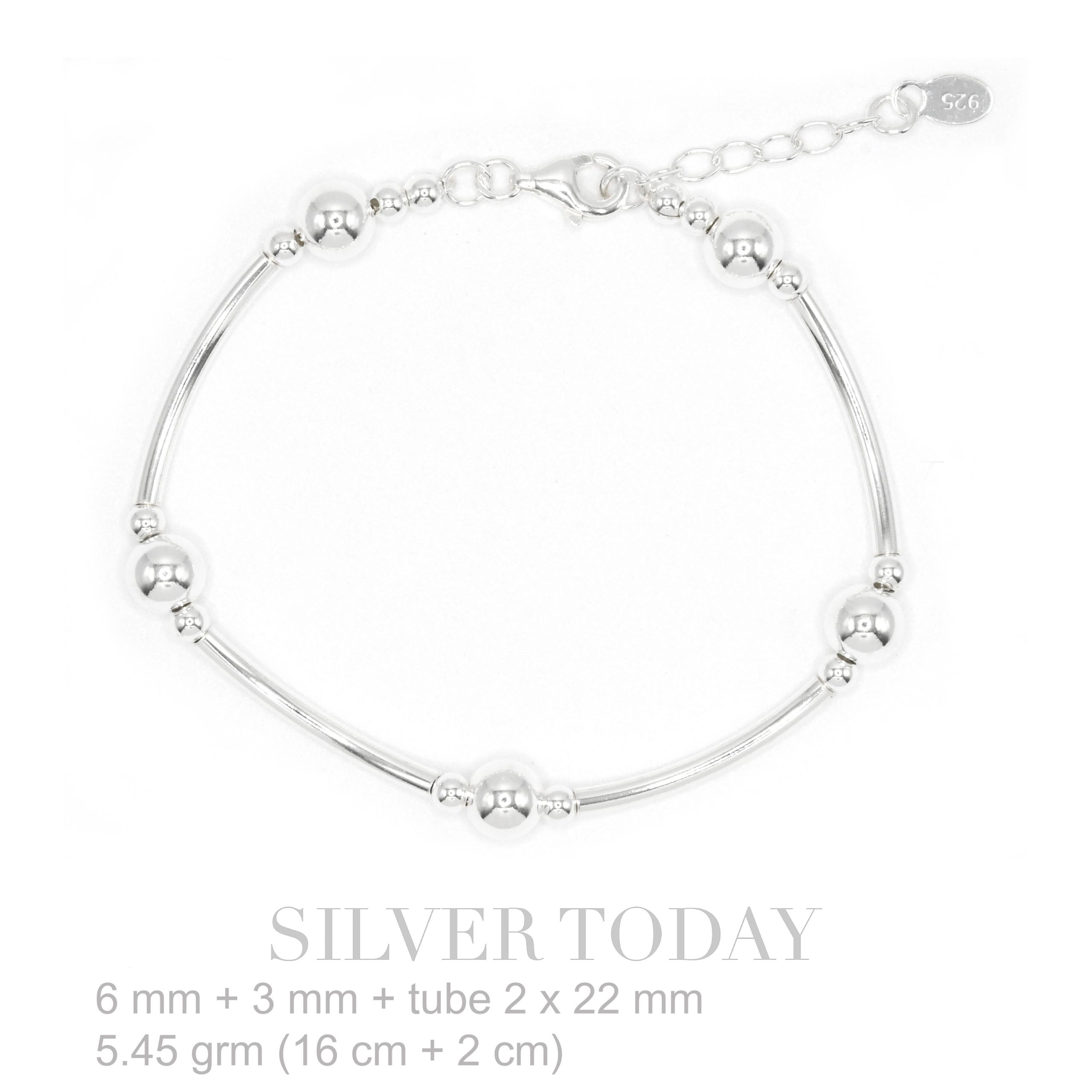 Bracelet silver Beads and tube