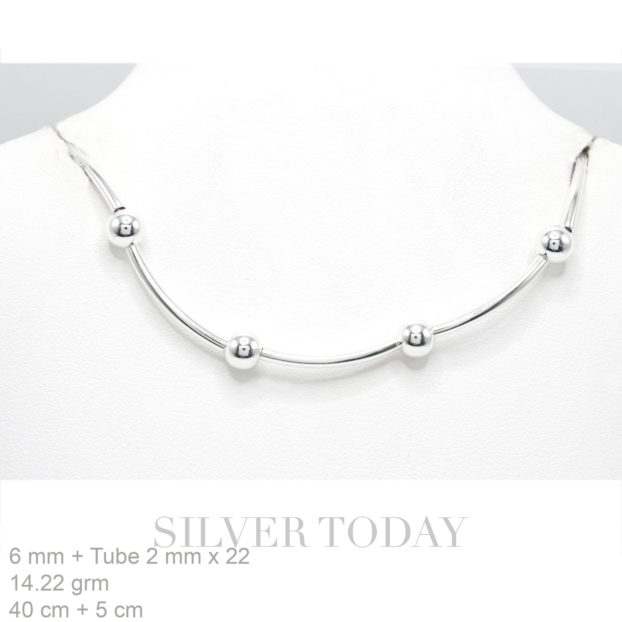 Nacklace Silver Bead and Tube