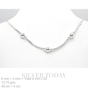 Nacklace Silver Bead and Tube
