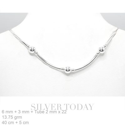 Nacklace Silver Bead and Tube