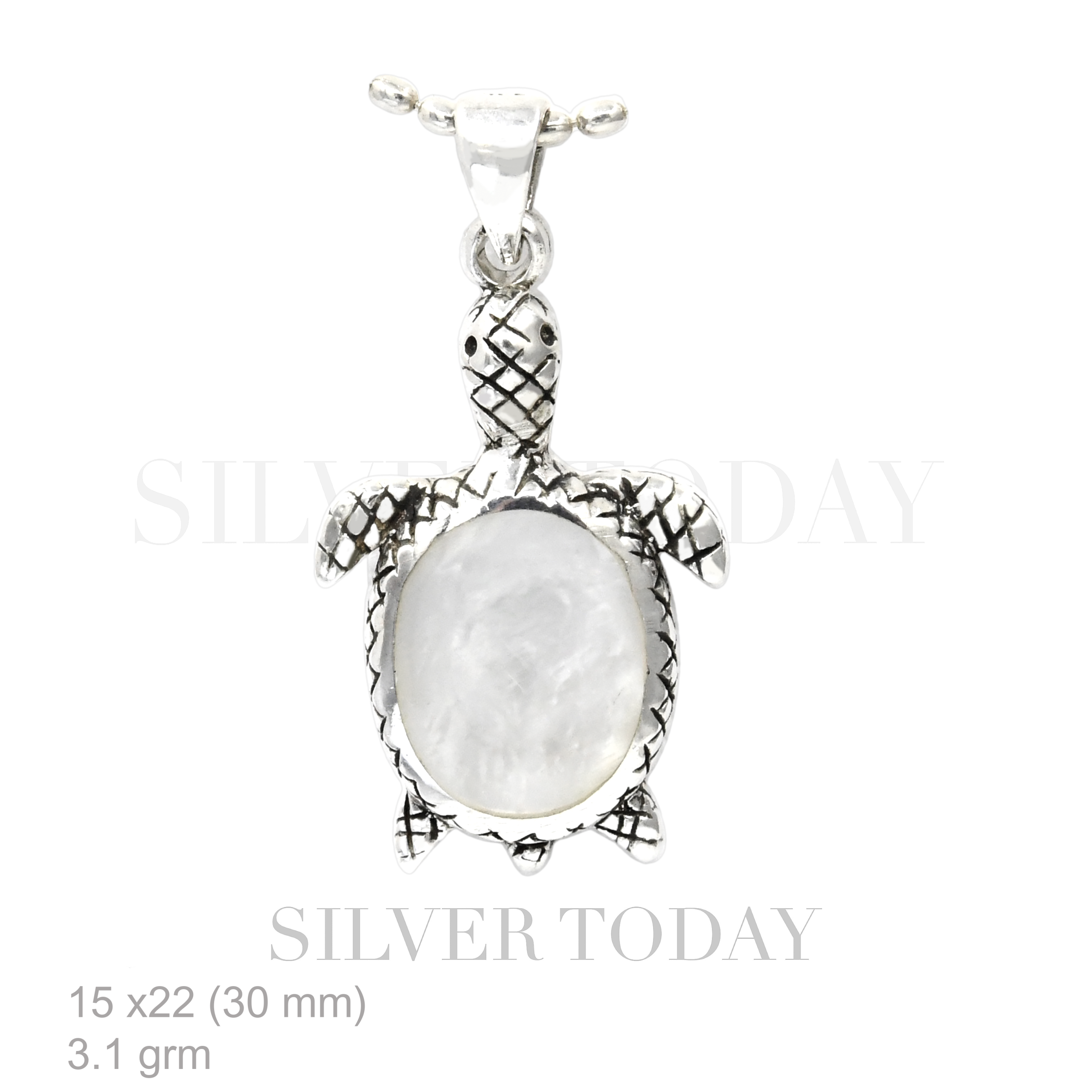 PSA38P0102 Turtle-shaped silver colored stone