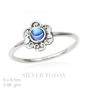 Silver with Stone Flower
